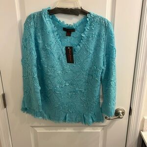 Pleats Collection Laser Cut Eyelash shirt new Womens Size XL